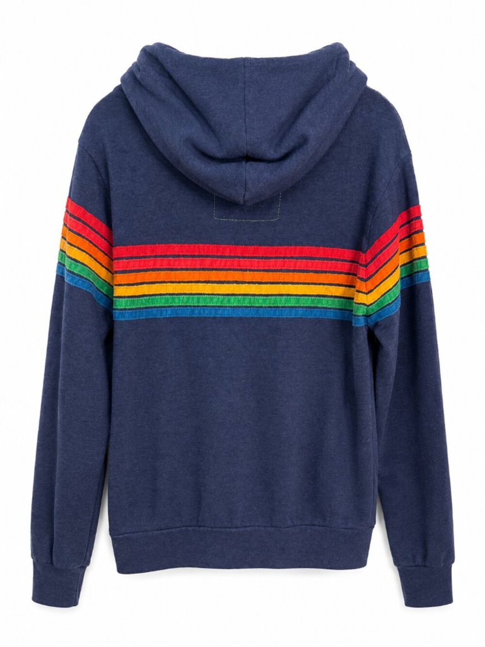 Aviator Nation 6 Stripe Zip Hoodie XL Rainbow Stripe Sweatshirt Navy Rare - Picture 3 of 3